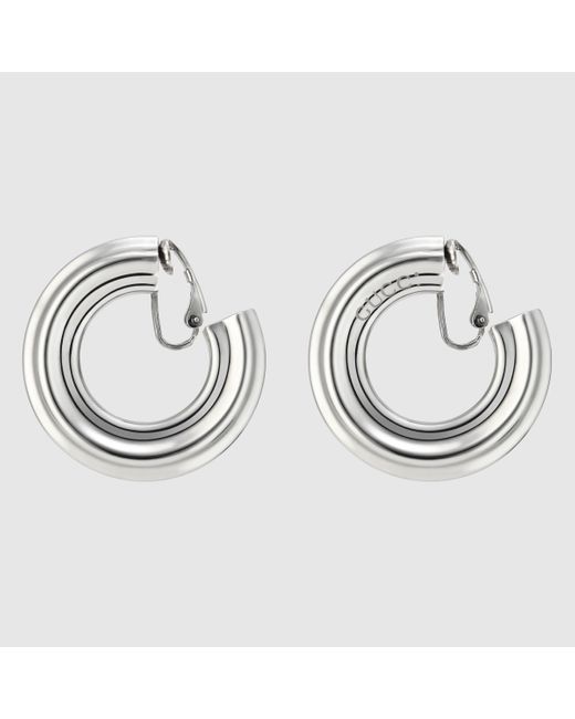 Gucci Geometric Hoop Earrings in Metallic | Lyst