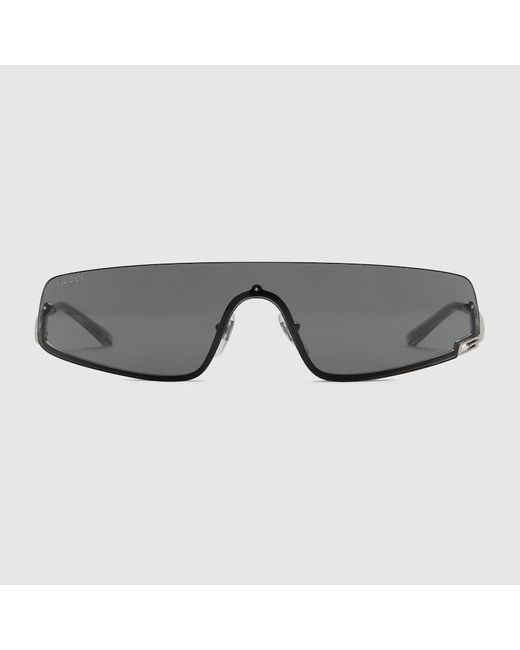 Gucci Gray Mask-shaped Frame Sunglasses for men