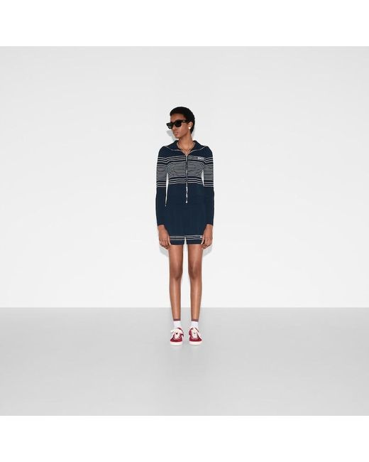 Gucci Blue Polojacke Aus Stoff Mit Intarsie, Größe