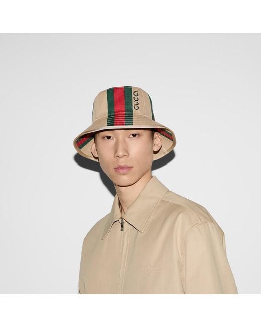 Sombrero Tipo Pescador con Tribanda Web Gucci de hombre de color Natural