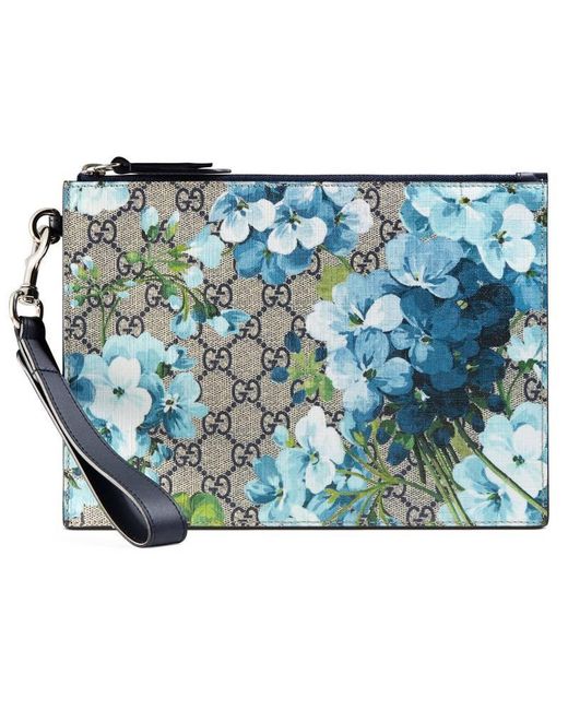 Gucci Blue Gg Blooms Pouch