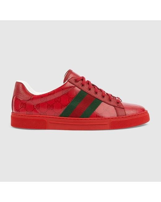 Zapatilla Ace de Tejido GG Cristal de Hombre Gucci de hombre de color Red