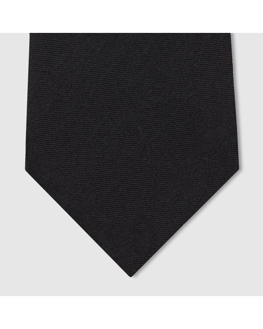 Gucci Black Gg Silk Cotton Tie for men