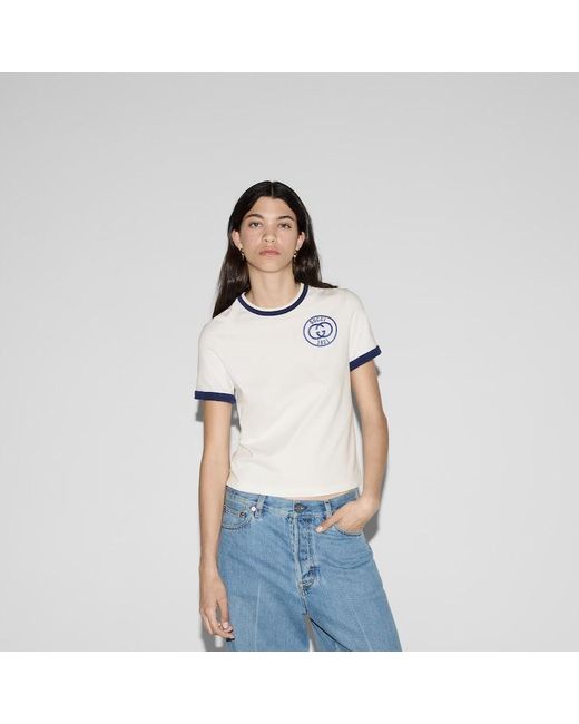 Gucci ホワイト ロゴ刺繍 Tシャツ White