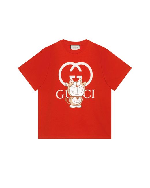 T-shirt oversize Doraemon x di Gucci in Red da Uomo