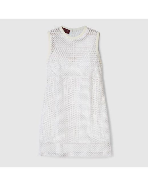 Gucci コットン マクラメ ミニドレス, ホワイト, ウェア White