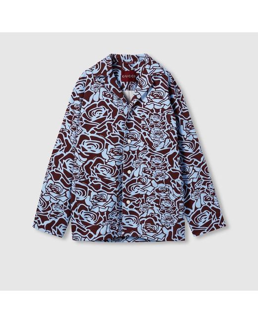 Chaqueta De Gabardina De Algodón Estampada, Talla Gucci de hombre de color Blue