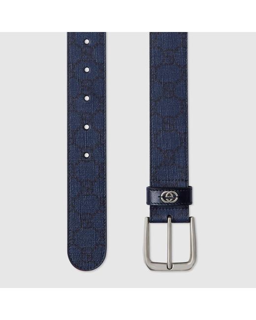 Cintura Con Dettaglio Incrocio GG di Gucci in Blue da Uomo