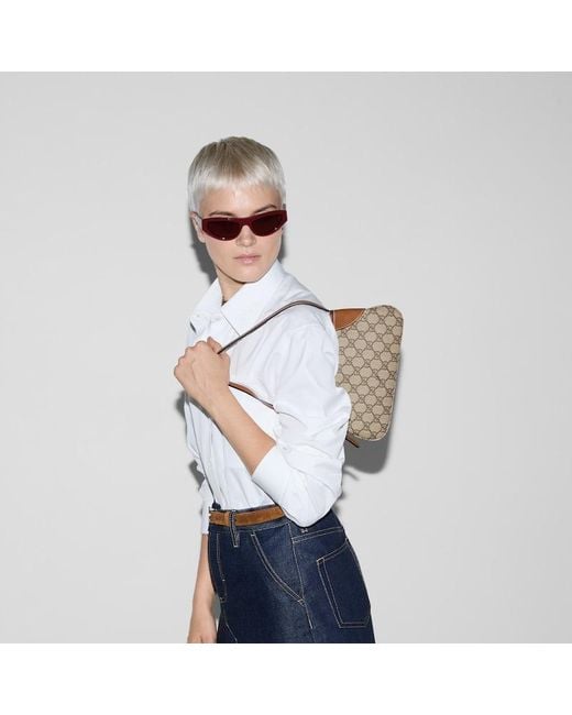 Gucci Brown Gg Emblem Small Shoulder Bag