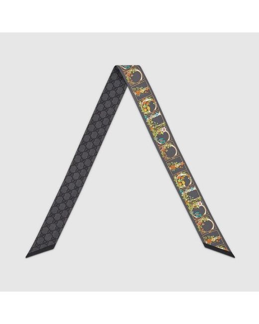 Gucci Black Printed Silk Twill Ribbon