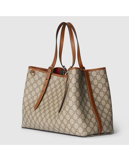 Gucci Natural Gg Emblem Large Tote Bag, Gg Canvas