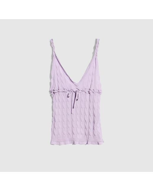 Gucci Purple Braided Cotton Blend Top, Size Xxl, Ready-To-Wear
