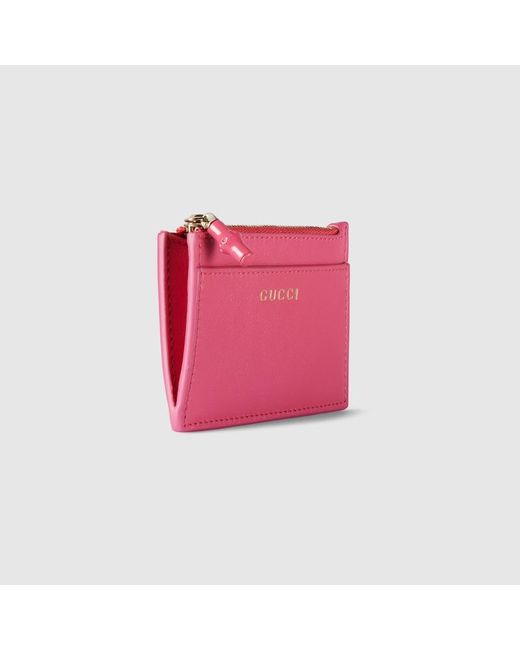 【GUCCI】バンブー付き カードケース Gucci バンブー付き カードケース, ピンク, レザー ピンク | Lyst