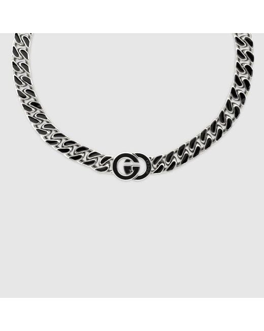 Gucci Metallic Interlocking Flat Chain Necklace for men