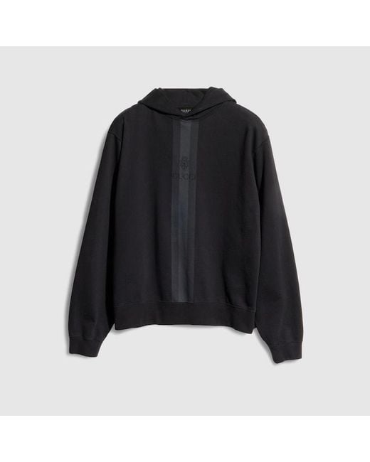 Gucci Black Cotton Hooded Sweatshirt With Muted Web for men