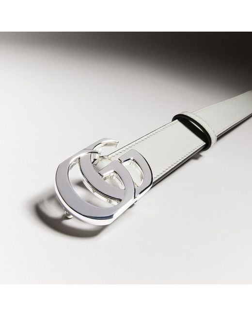 Gucci White Cut Gg Marmont Thin Belt, Size 100