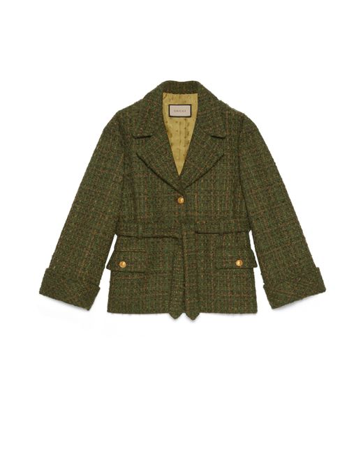 Gucci Green Tweed Wool Jacket