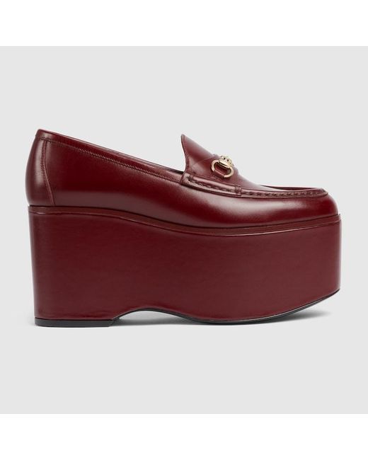 Gucci Red Horsebit Platform Loafer