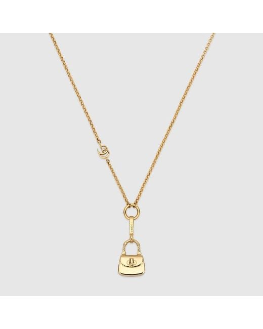 Gucci Metallic Chain Necklace With Bag Pendant