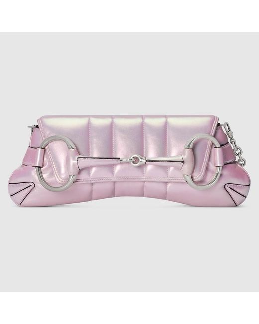 Gucci Pink Horsebit Chain Medium Shoulder Bag