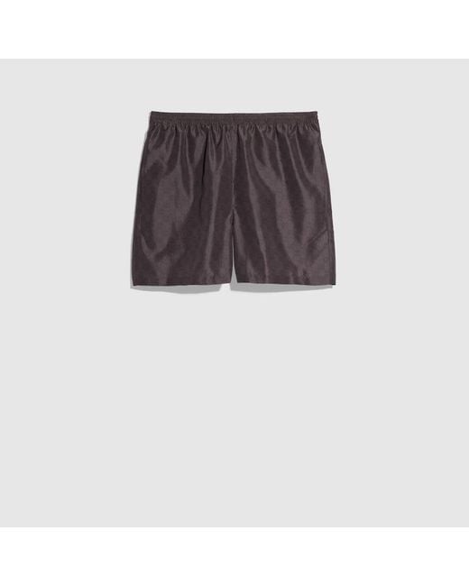Gucci Brown Printed Polyester Poplin Swim Shorts for men