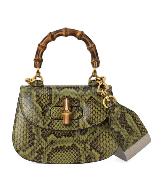 Gucci Bamboo 1947 MiniTasche aus Pythonleder in Grün Lyst DE