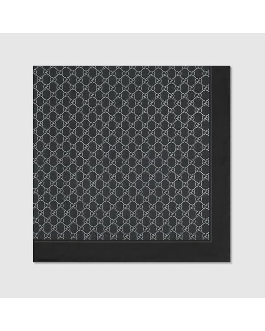 Gucci Black Laminated Printed Silk Twill Carré