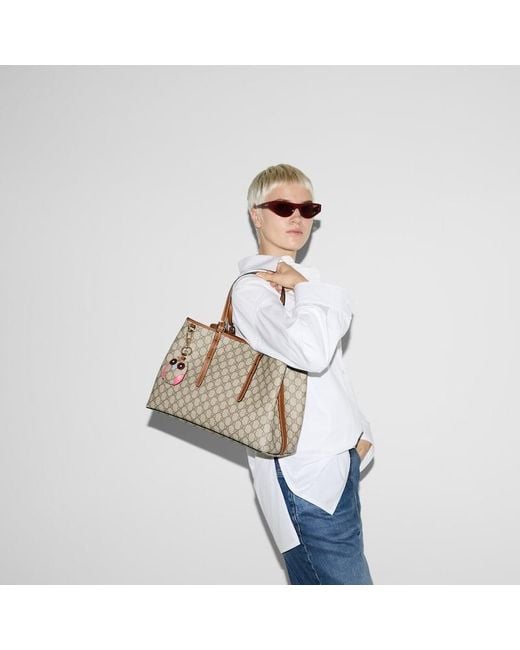 Gucci Natural Gg Emblem Large Tote Bag, Gg Canvas