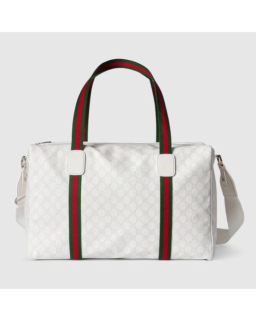 Gucci White GG Large Duffle Bag for men