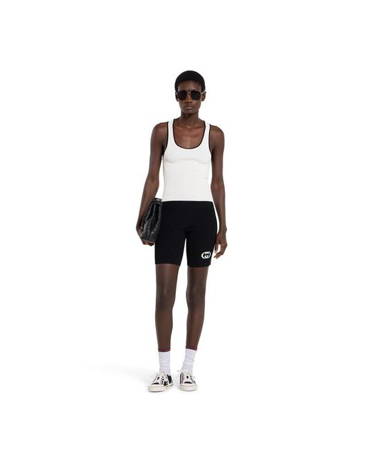 Gucci White Ribbed Tank Top With Intarsia