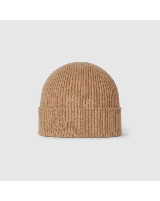 Gucci Natural Mütze Aus Kaschmir Mit Patch, Größe
