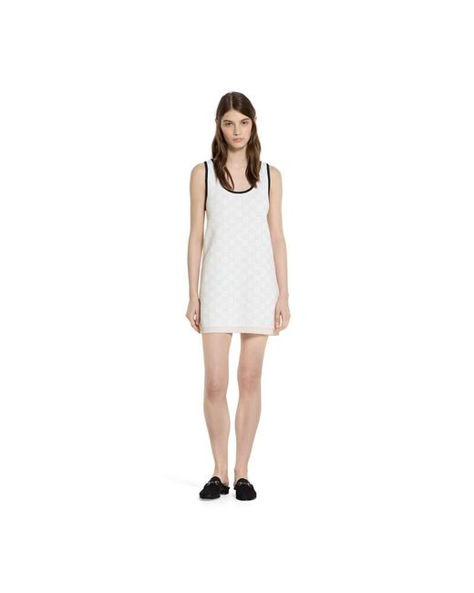 Gucci White Gg Fine Cotton Jacquard Dress