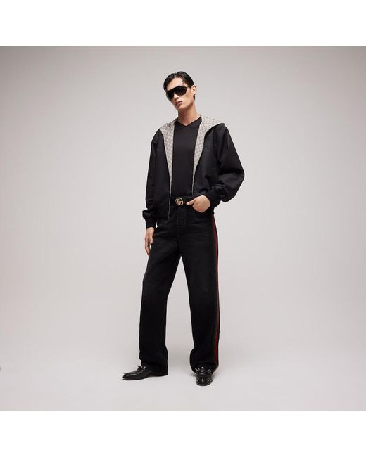 Gucci Black Reversible Cotton Canvas Zip Jacket for men