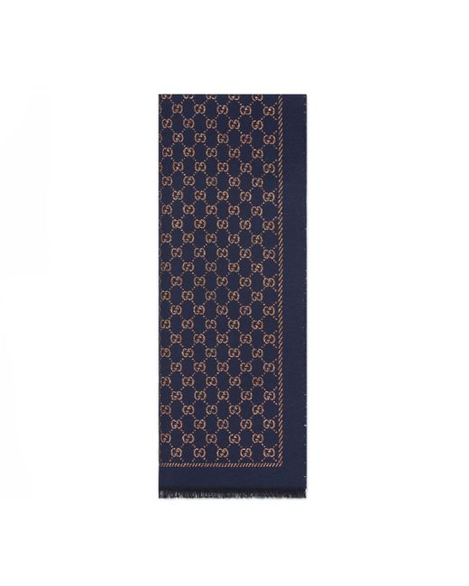 Gucci Blue Schal aus wolle mit metallic-gg