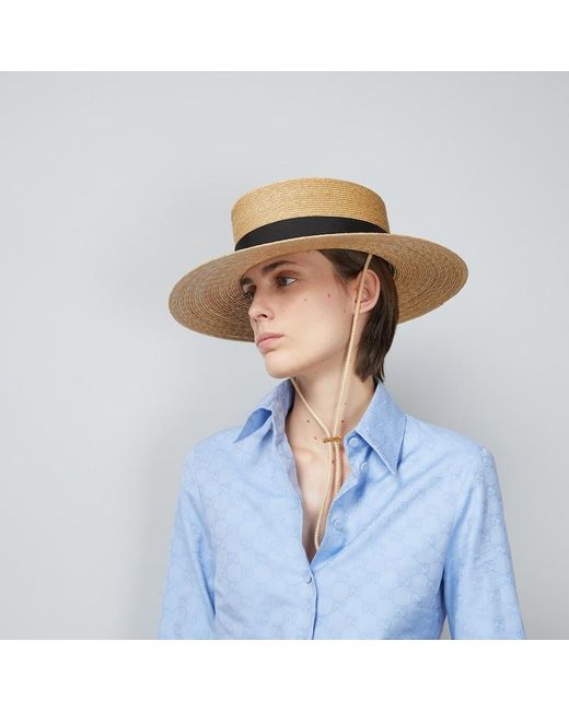 Chapeau En Paille Avec Détail Gros Grain, Taille Gucci pour homme en coloris Multicolor