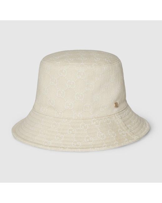Sombrero Tipo Pescador de Denim con GG Gucci de color Natural