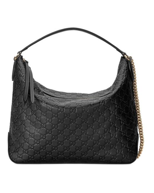 Gucci Black Signature Large Hobo Bag