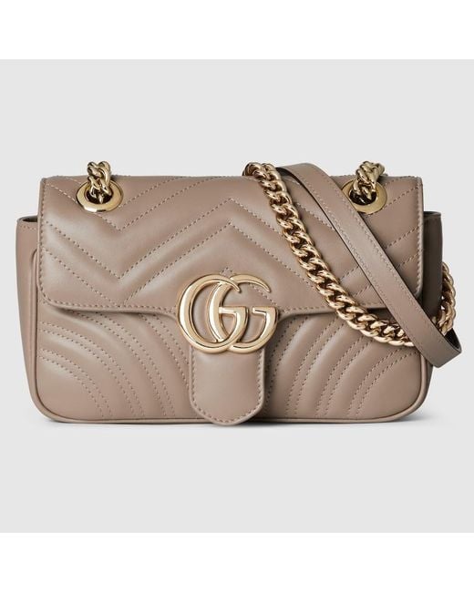 Borsa A Spalla Gg Marmont Misura Piccola di Gucci in Natural