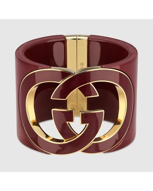 Gucci Brown Interlocking Cuff Bracelet