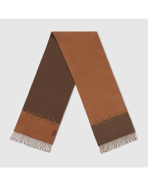 Gucci Brown Wool Cashmere Scarf