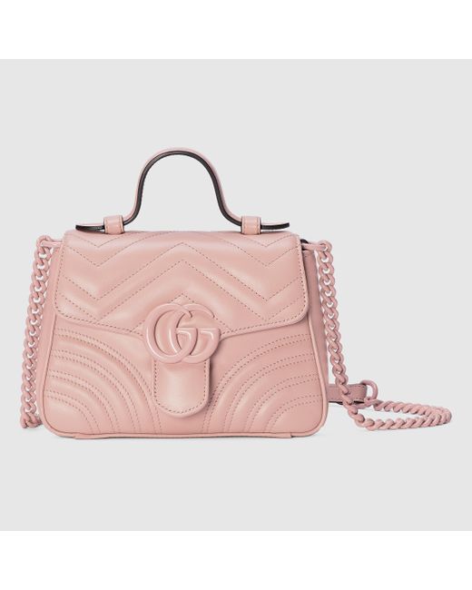 Gucci 〔GGマーモント〕ミニ トップハンドルバッグ, ピンク, Leather Pink