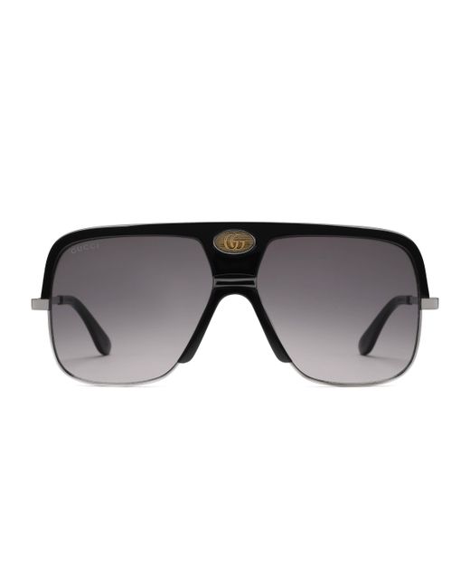Navigator sunglasses with Double G Gucci pour homme en coloris Black