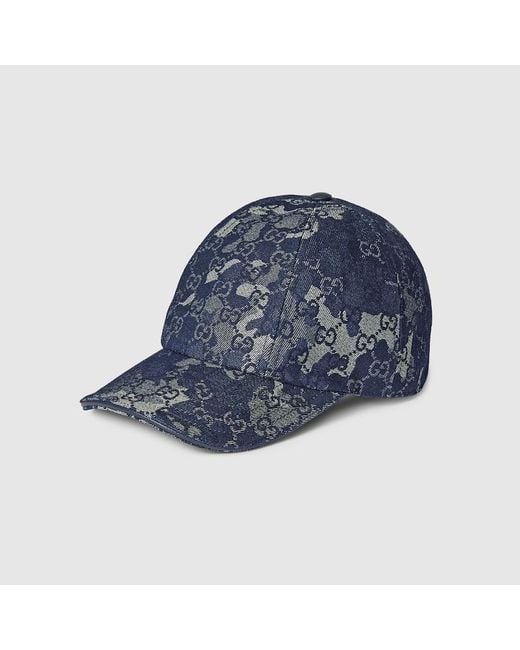 Gucci Blue Gg Denim Baseball Hat With Web for men