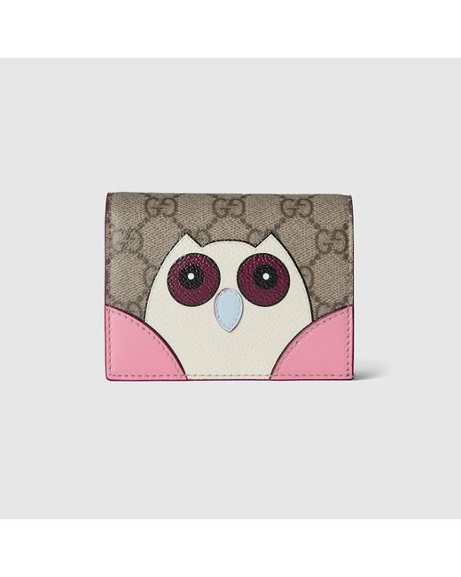 Gucci Pink Gg Small Wallet With Owl Detail