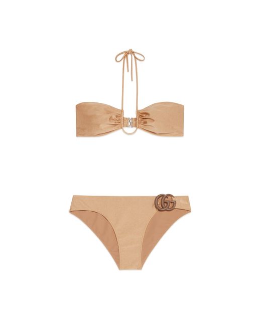 Gucci Sparkling Jersey Bikini With Double G in White | Lyst