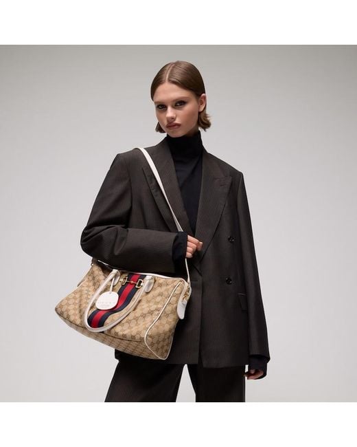 Gucci Natural Borsetto Large Boston Bag