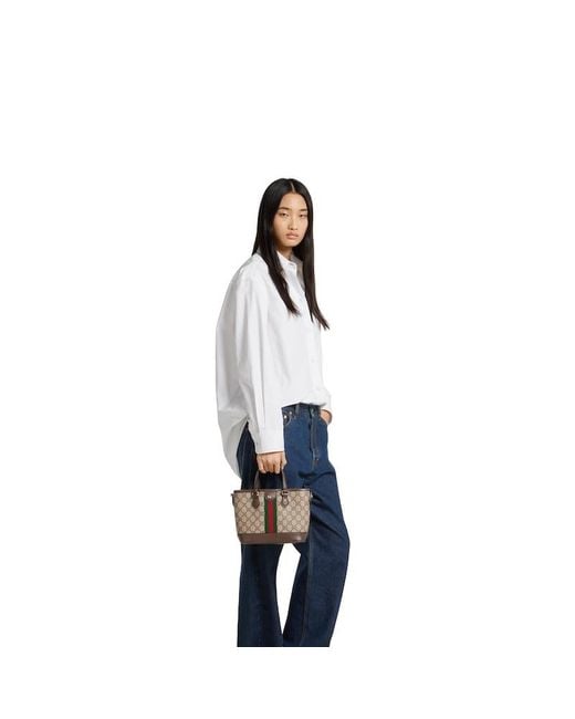 Borsa Shopping Ophidia Misura Piccola di Gucci in Brown