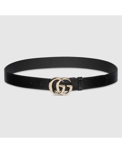 Gucci Black Gg Marmont Thin Belt, Size 100