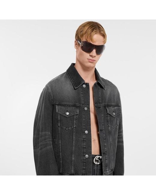 Gucci Black Washed Certified Cotton Denim Jacket for men