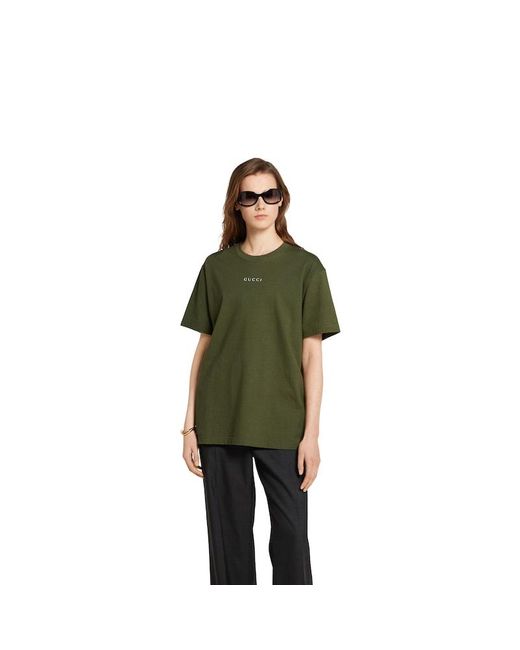 Gucci コットンジャージー Tシャツ, グリーン, ウェア Green